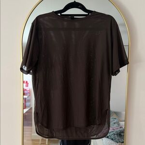 Noli women's Short-Sleeve Sheer Shirt in Dark Brown